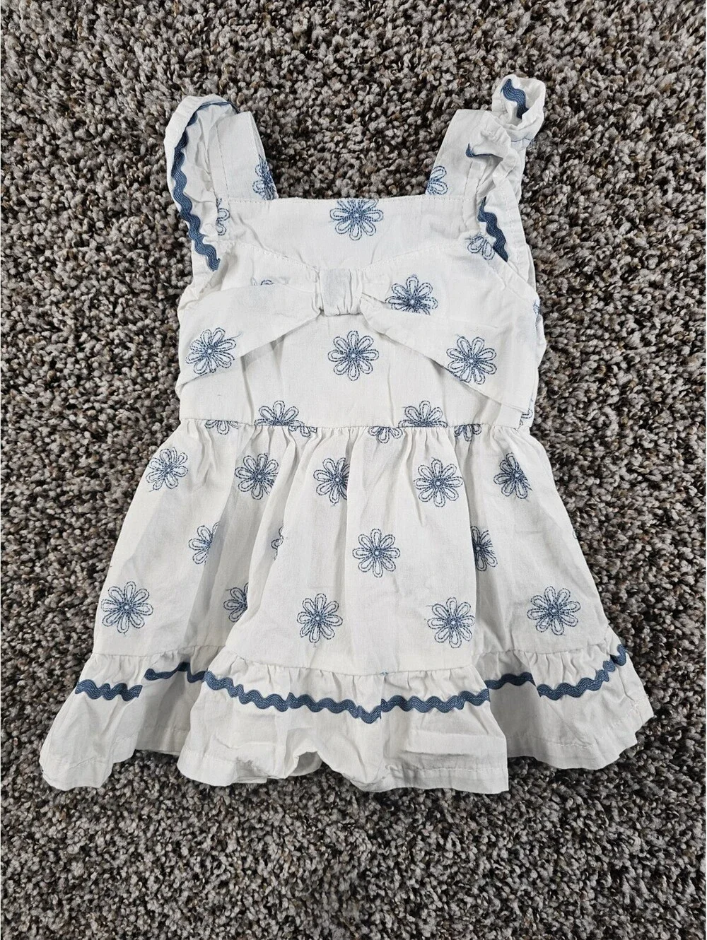 Daisy Fuentes Baby Girls Sz 6/6M Summer Dress White Blue Floral Sleeveless